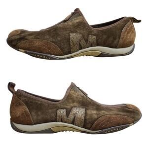 Merrell Barrado Brown Leather Zip Up Sneakers Comfort Shoes Women's 9 1/2